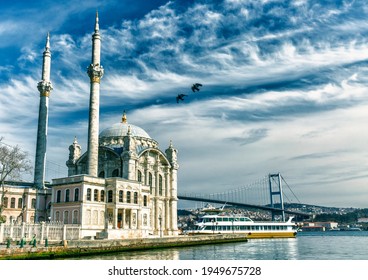 Amazing View At Mosque - Ortaköy Camii In Istanbul, Turkey. 