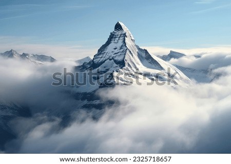 Amazing View of Mountains Covered by Snow and Cloudy Sky