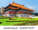 Amazing view of the National Theater at Liberty Square in Taipei, Taiwan. The square is a popular tourist destination of Asia.