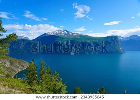 Amazing view over a fjord near the village Stranda in Northwest Norway Stock photo © 