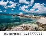 Amazing view of Saint Theodore Lantern. Picturesque landscape with beautiful clouds. Argostoli Vilagito Torony Nature Preserve. Outdoor scene of Kefalonia island, Argostoli town, Greece, Europe