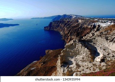 Amazing View Of Santorini Caldera From Santo Winery Terrace, Pyrgos, Greece 