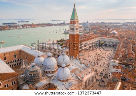 Amazing view of St. Mark's Basilica above the San Marco square in Venice, Italy