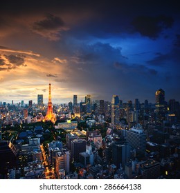 Amazing View To Tokyo City Center At Sunset