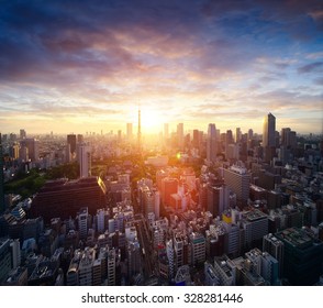 Amazing View To Tokyo City Center At Sunset