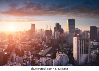 Amazing View To Tokyo City Center At Sunset