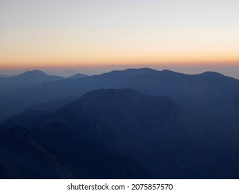 Amazing view from the top of Djebel Toubkal, North Africa's highest mountain, at sunrise. Morocco.