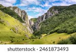 Amazing view of Turda Gorge (Cheile Turzii) natural reserve with marked trails for hikes on Hasdate river.  Location: near Turda close to Cluj-Napoca, in Transylvania, Romania, Europe