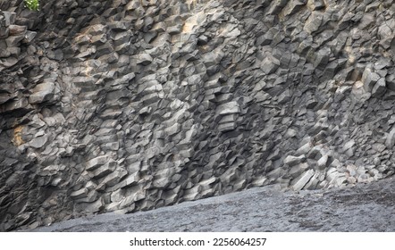 Amazing volcanic rock formations - Reynisdrangar rock formations and black beach - Vik, Iceland - Shutterstock ID 2256064257