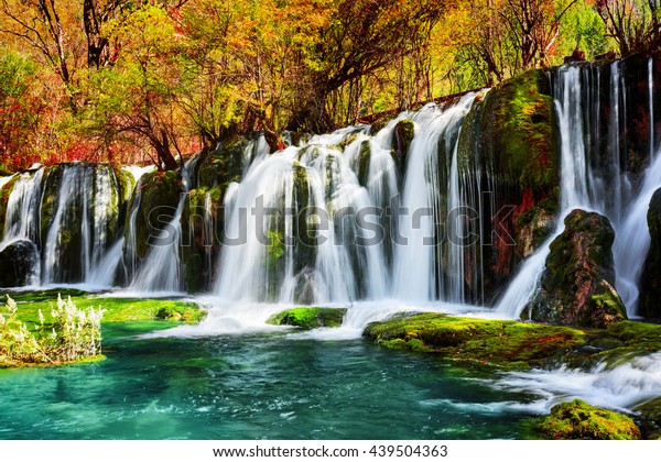 Amazing Waterfall Azure Lake Crystal Clear Stock Photo Edit Now 439504363