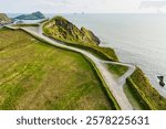 Amazing wave lashed Kerry Cliffs, widely accepted as the most spectacular cliffs in County Kerry, Ireland. Tourist attractions on famous Ring of Kerry route.