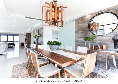 Amazing Wooden Dining Table With Open Plan Living Space