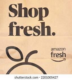 Amazon Fresh Paper Bag, Manassas, VA, USA, September 12, 2022