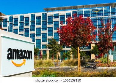 Amazon Logo At Amazon.com Campus In Silicon Valley - Sunnyvale, California, USA - 2019