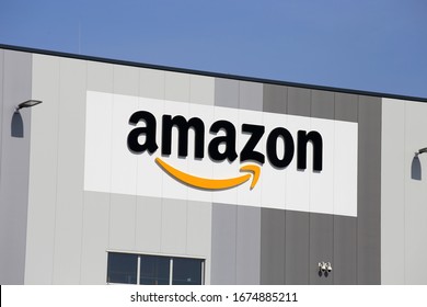 Amazon logo on the logistics centre in Frankenthal (Frankenthal, Germany, March 16, 2020)
