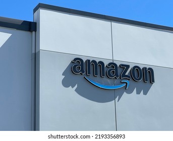 Amazon Logo And Smile Symbol At Their Corporate Office Building. Everett, WA, USA - August 2022