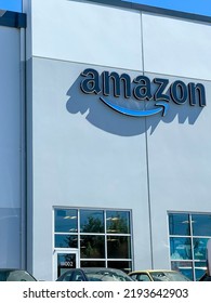 Amazon Logo And Smile Symbol At Their Corporate Office Building. Everett, WA, USA - August 2022