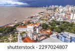 Amazon River Landscape Ver-o-Peso Belem Para City Public Marketplace Ver o Peso Rive Fish Food Tourism Fishing Architecture Boats Fisherman Colonial Drone Aerial Rain Thunderstorm Culture Gastronomie 