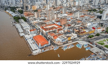 Amazon River Landscape Ver-o-Peso Belem Para City Public Marketplace Ver o Peso Rive Fish Food Tourism Fishing Architecture Boats Fisherman Colonial Drone Aerial Rain Thunderstorm Culture Gastronomie 