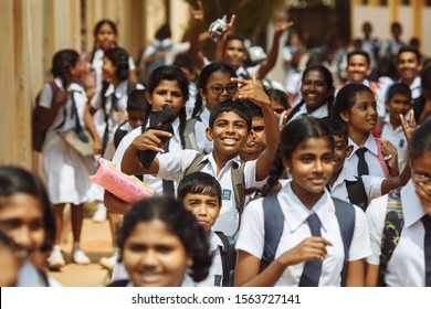 Ambalangoda , Sri Lanka 10 November 2018 : Sri Lanka School Kids Lifestyle 