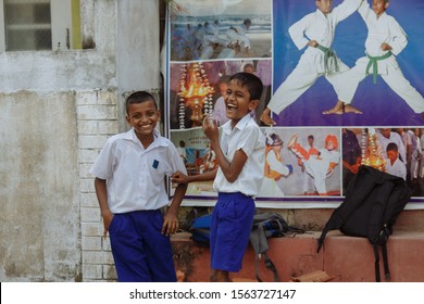 Ambalangoda , Sri Lanka 10 November 2018 : Sri Lanka School Kids Lifestyle 