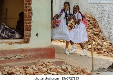 Ambalangoda , Sri Lanka 10 November 2018 : Sri Lanka School Kids Lifestyle 