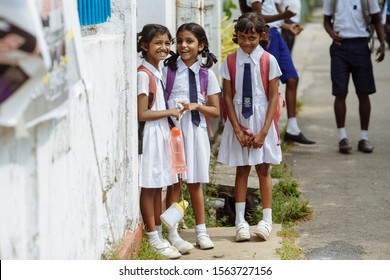 Ambalangoda , Sri Lanka 10 November 2018 : Sri Lanka School Kids Lifestyle 