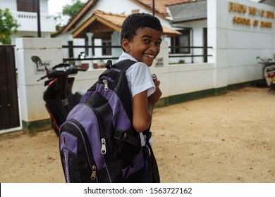 Ambalangoda , Sri Lanka 10 November 2018 : Sri Lanka School Kids Lifestyle 