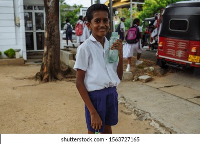 Ambalangoda , Sri Lanka 10 November 2018 : Sri Lanka School Kids Lifestyle 