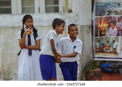 Ambalangoda , Sri Lanka 10 November 2018 : Sri Lanka School Kids Lifestyle 