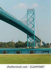 The Ambassador Bridge, Seen From Riverside Park, In Detroit, Michigan