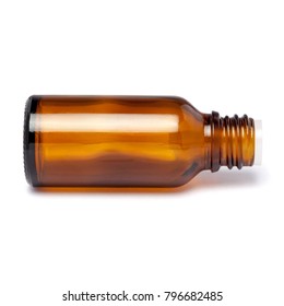 Amber Color Small Pharma Grade Empty Glass Bottle With Black Cap And Dropper