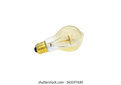 Amber Edison Light Bulb, Horizontal Isolated On White Background