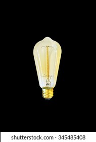 Amber Edison Light Bulb, Isolated On Black Background