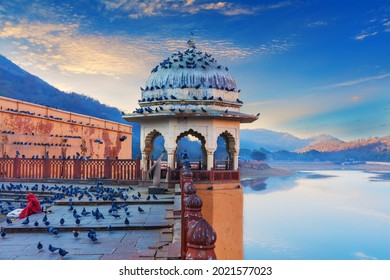 Amber Fort elements, view on the Maotha Lake near Jaipur, Rajasthan, India - Shutterstock ID 2021577023