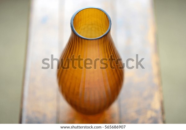 Amber Glass Fluted Vase Flowers Room Stock Photo Edit Now 565686907