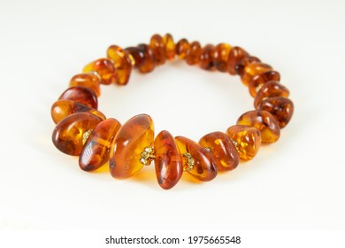 Amber Necklace Isolated On White