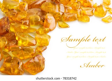 Amber on white background with sample text