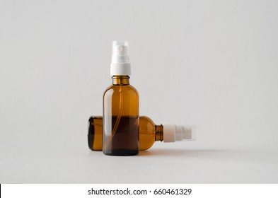 Download Amber Spray Bottle Mockup Two Bottles Healthcare Medical Stock Image 660461329 PSD Mockup Templates