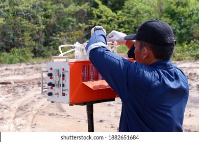 Ambient Air Sampling In Coal Mine For Environmental Project Research.