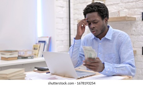 Ambitious African Man Counting Money Thinking Stock Photo 1678193254 