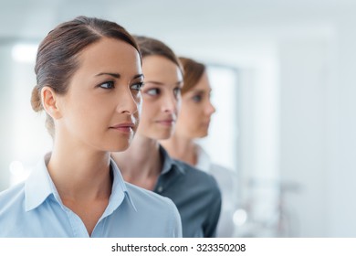 Ambitious Business Women Posing And Looking Away, Leadership And Women Empowerment Concept