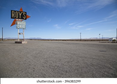 Amboy California USA - February 26 2016: Legendary Roy's Motel and Cafe on historic Highway Route 66