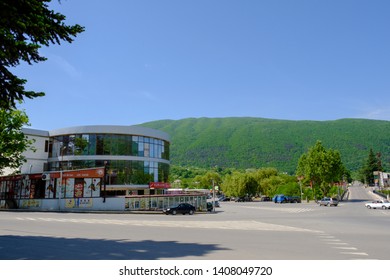 Ambrolauri, Racha Lechkhumi Region / Georgia - 05.18.2019: City Center Of Ambrolauri, Racha Lechkhumi Region.  