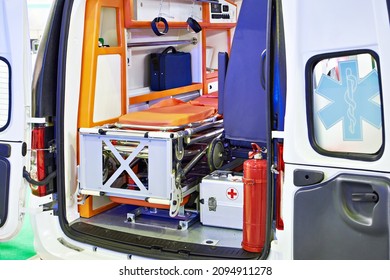 Ambulance Car Interior. Rear View