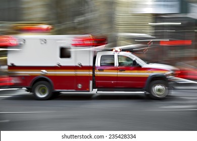 Ambulance On Emergency Call In Motion Blur