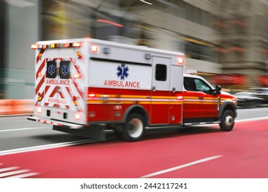 ambulance on emergency call in motion blur