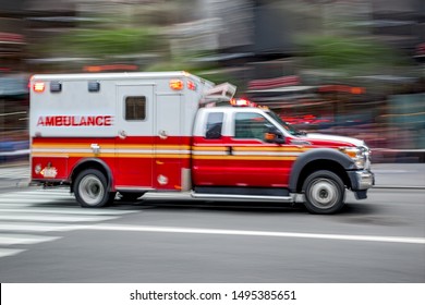 Ambulance On Emergency Car In Motion Blur