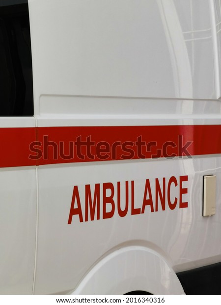 Ambulance van\
car waiting still for an emergency\
call