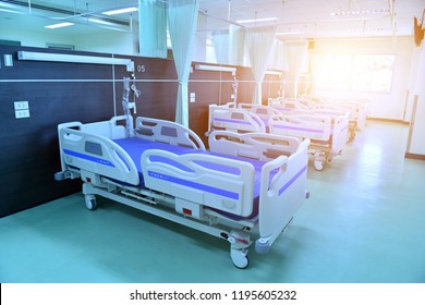 An ambulatory bed with comfortable medical equipment in a modern hospital in Asia, Thailand. - Shutterstock ID 1195605232